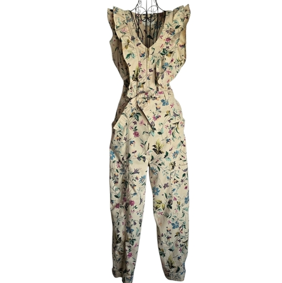 Anthropologie Violet Ruffled Utility Jumpsuit, Size 4 - Picture 5 of 15
